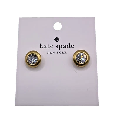 Pendientes Kate Spade en el punto pendientes tachuelas oro transparente NUEVO brillante joyería regalo Foto 1 de 4