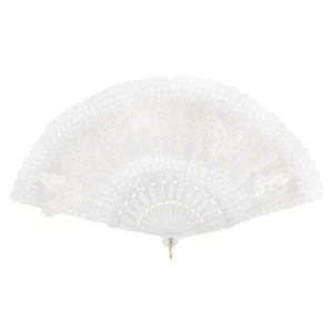 Folding Lace Hand Fan Women's For Tea Party Fans Bride Handheld Bridal Dancing - Imagen 1 de 12