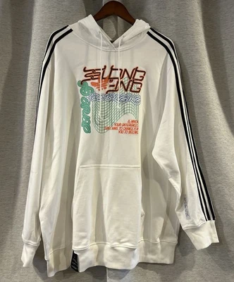 Adidas ORIGINALS Women's White Lifestyle 3 Striped Hoodie Size 4X - Image 1 of 4