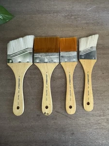 Loew Cornell Set 4 Pennelli Pittura Usati Capelli di Capra Bianca Nylon Marrone 2” 3” Luce - Foto 1 di 20