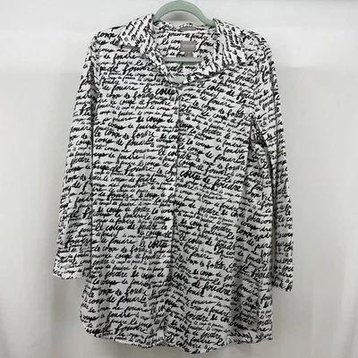 Chicos Size 1 / M Wrinkle Resistant Button Down Shirt Coupe de Foudre Ladies Top - Image 1 of 4