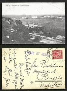 Malta Valetta Grand Harbour CENSOR stamp 1914 - Picture 1 of 3