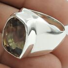Gift For Her 925 Silver Natural Smoky Quartz Statement Vintage Ring Size Q U8