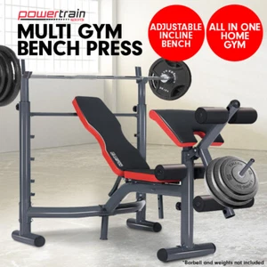 POWERTRAIN BENCH PRESS HOME GYM SITUP ABS EXERCISE INCLINE WEIGHT DECLINE FLAT - Picture 1 of 8
