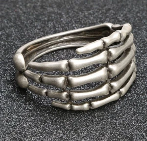 Metal Skeleton Hand Hinged Cuff Bracelet, Skeleton Bracelet, Halloween, Goth - Picture 1 of 7