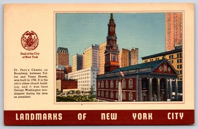 Postcards St. Paul's Chapel, New York City, New York Unposted - Image 1 of 2