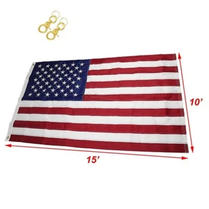 10x15 bestickt genäht USA American 50 Sterne Premium Nylon Flagge mit Clips - Bild 1 von 6