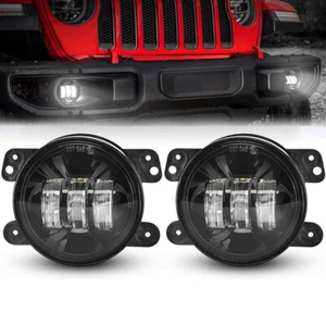 Brightest Pair 4" inch Round LED Fog Lights DOT Chip For Jeep Wrangler JK CJ TJ - Picture 1 of 12