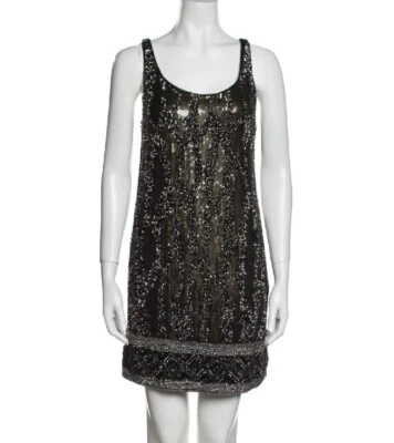 Haute Hippie Women's Dress 100% Silk Beaded Shiny Mini Black New Size Small 4 - Image 1 of 4