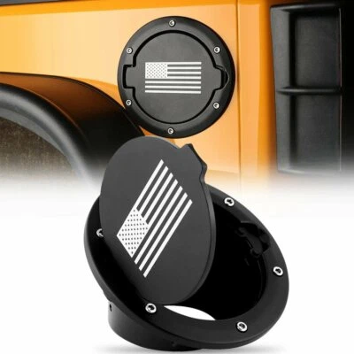 Tapa de llenado de gasolina del tanque de combustible con bandera de 1 pieza para Jeep Wrangler JK 2007-2016 negra EE. UU. Foto 1 de 4