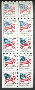 Scott#: 2593a - Pledge of Allegiance 1992 29¢x4 Booklet Pane of Ten MNHOG - Picture 1 of 1