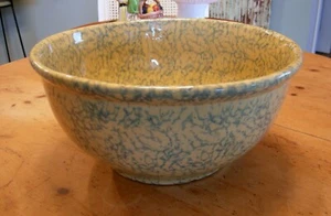 LARGE Antique Yellow & Green Spongeware Bowl 14" Superb!! - Picture 1 of 5