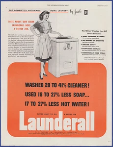 Vintage 1947 LAUNDERALL Washing Machine Appliance Laundry Washer 1940's Print Ad - Picture 1 of 1