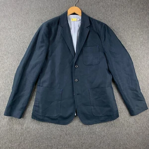 Lucky Brand Blazer Jacket Mens 42 Linen Blue Three Button Sport Coat - Picture 1 of 20