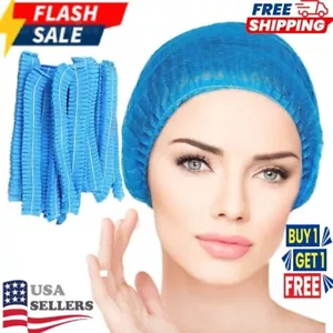 Case of 1000 Disposable Hair Net Non-Woven Head Bouffant Hair Cap 21" Blue - Picture 1 of 4