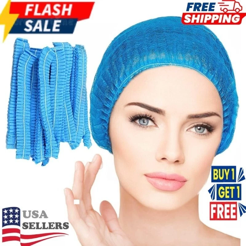 Case of 1000 Disposable Hair Net Non-Woven Head Bouffant Hair Cap 21" Blue - Image 1 of 4