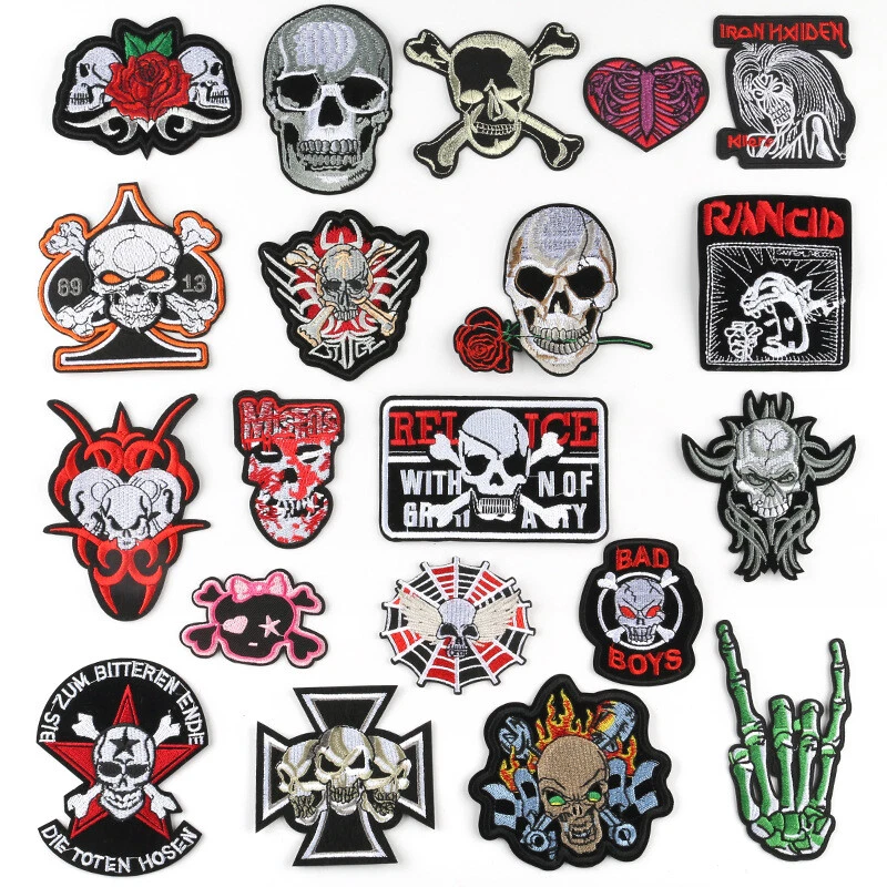 20 Pieces Rock Punk Band Patch Embroidered Iron-on Patches for Halloween Jackets - Image 1 of 4