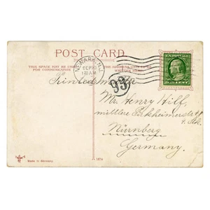 Postkarte mit Briefmarke | Benjamin Franklin | One 1 Cent grün | US-Postale 1909 - Bild 1 von 3