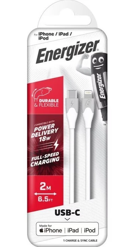 Energizer Syn & Charge 2m Cable Usb-c for iPhone iPad and iPod Fast Cha