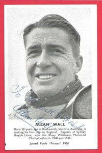 ALLAN WALL SPEEDWAY RIDER POOLE PIRATEN 1950 ORIG HANDSIGNIERTE OFFIZIELLE KARTE - Bild 1 von 2