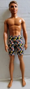 2017 Barbie Ken Beach Doll with Multicolored Swimsuit Trunks Cool Print Blonde - Picture 1 of 11
