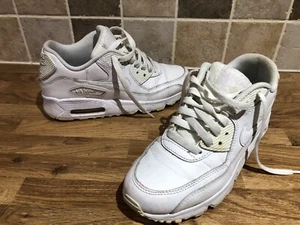 Nike Air Max 90 Size 4 UK Triple White Sneakers Trainers - Picture 1 of 5
