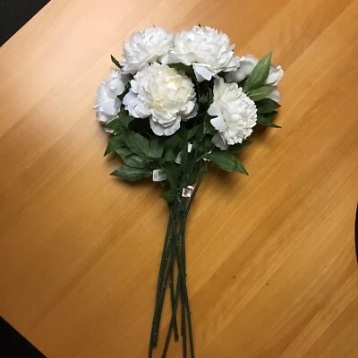 White Peony 27" long 8 stems lot artificial flowers for crafts bouquet bridal - Image 1 of 4