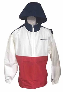 Champion Mens Medium Vtg 1990s Handwarmer Pocket 1/2 Zip Windbreaker - Picture 1 of 10