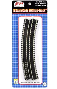 Atlas #2520 11" Radius Track Sections - N Scale - Code 80 Rails - 6 Sections - Picture 1 of 2