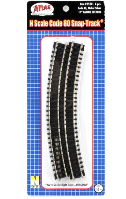 Atlas #2520  11" Radius Track Sections - N Scale - Code 80 Rails - 6 Sections - Image 1 of 2