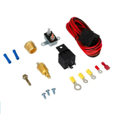 185° Car Thermostat 60 Amp Relay Electric Fan Wire Harness Installation Tool Kit - Image 1 of 4