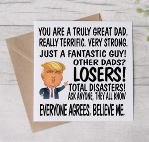 DONALD TRUMP divertente compleanno festa del papà biglietto di auguri mamma papà fratello sorella - Foto 1 di 5