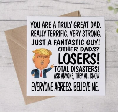 SISTER SARCASTIC Donald Trump funny birthday Fathers Day greetings card mum dad brother sister
