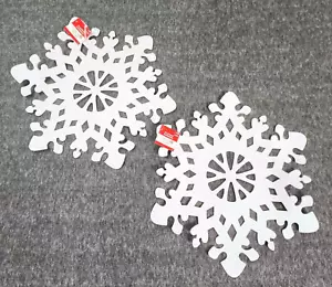 Christmas Placemat Snowflake Glitter Fabric Set Holiday Snow Decoration Table - Picture 1 of 11