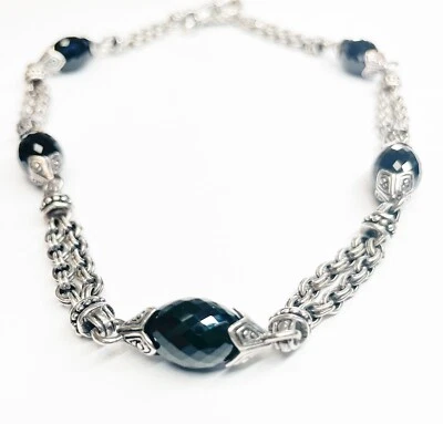 Estate Scott Kay Ladies Sterling Onyx Bead Necklace 16.5” - Image 1 of 4