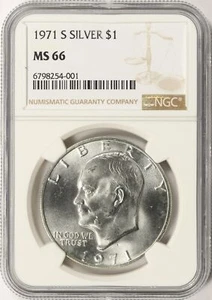 Dólar Eisenhower de plata 1971-S Ike $1 NGC MS66 - Imagen 1 de 4