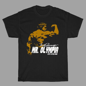 Arnold Schwarzenegger Mr. Olympia Muscle Man Men's Black T-Shirt Size S to 3XL