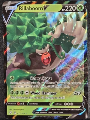 Rillaboom V 017/192 Swsh02: Rebel Clash Holo - Image 1 of 2