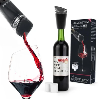 PureWine Phoenix Wine Bottle Filter & Aerator, Reusable Wine Dispenser to Pou... - Image 1 of 4