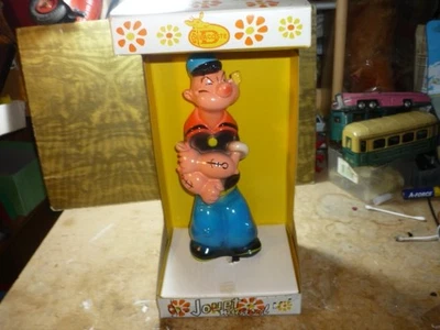 ANCIEN JOUET FRANCE DELACOSTE POPEYE MUSICAL BOITE AUTOMATE  MECANIQUE 21 CM - Photo 1/4