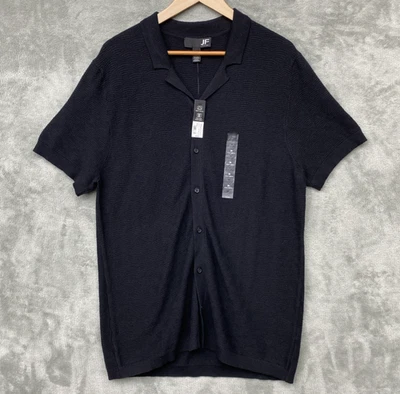J Ferrar Men’s Size M Black S/S Button Up Textured Dress Knit Shirt - New - Image 1 of 4