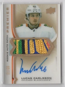2020-21 Upper Deck Premier Acetate Rookie Auto Patch Gold Lucas Carlsson Auto - Picture 1 of 2