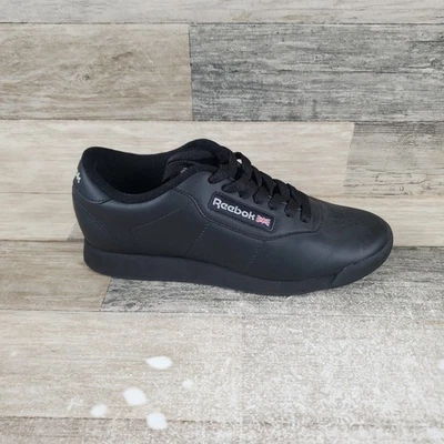 Reebok Princess Women's Shoes Size 7 Black Lace Up Round Toe Low Top Sneaker - Image 1 of 4