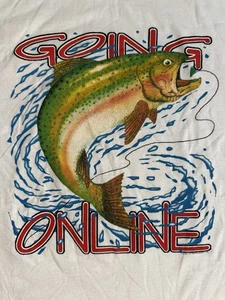 Vintage 1997 The Wild Side Going Online Trout Fishing T-Shirt XL USA Grafik - Bild 1 von 8