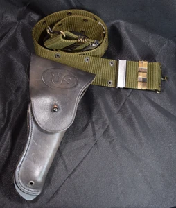 VTG Cathey Enterprises 1911 7791466 Leather Holster US Army Equipment Belt Brass - Picture 1 of 14
