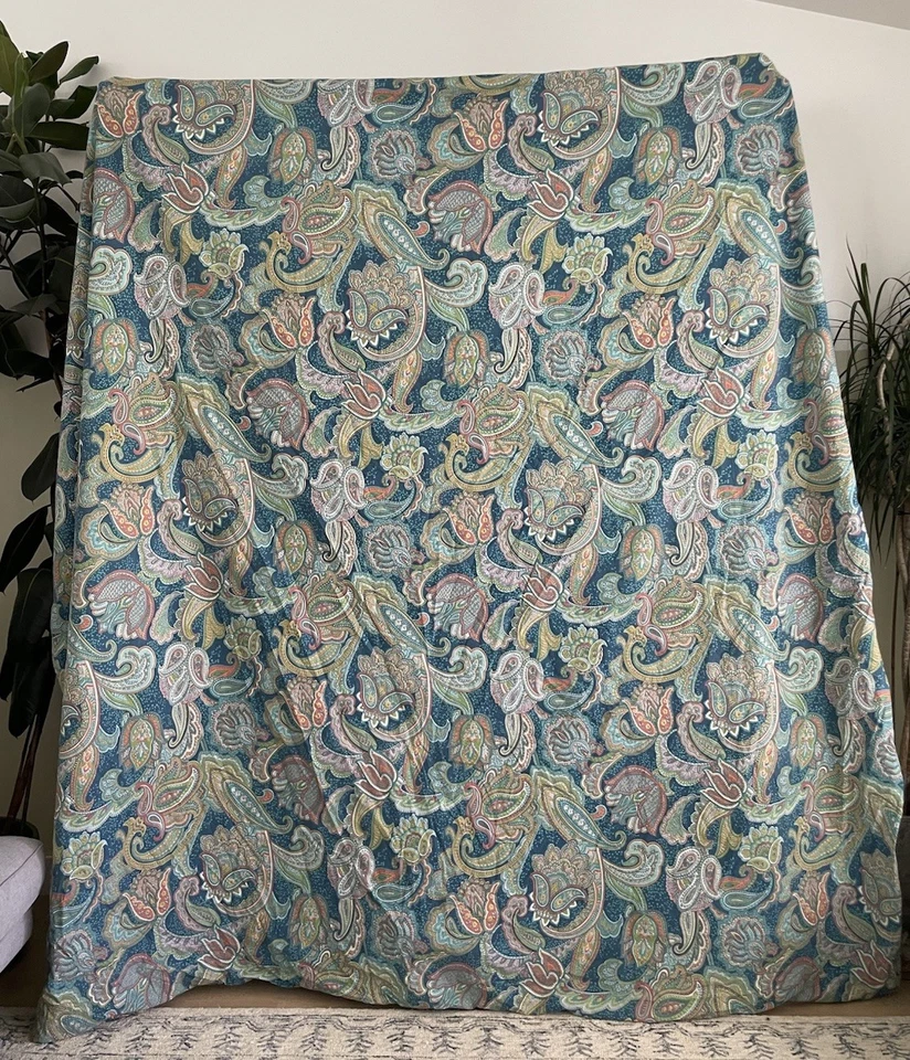 Pottery Barn Reversible Ana Ocean Blue Paisley King Size Duvet Cover/2 Euro Sham - Image 1 of 4