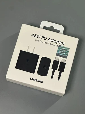 Cargador de pared de carga súper rápida USB-C Samsung 45W OEM con cable tipo C Foto 1 de 4