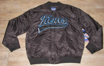 Detroit Lions NFL Quilt Lined Knit Trim Black Bomber $135 Jacket size Men's XL - Image 1 of 4