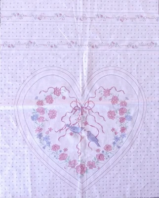 "Cinta y encaje clásico country" ~ Centro del corazón con Bluebirds ~ Tela de algodón ~ 17,5 x 16,5 Foto 1 de 3