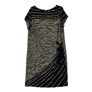 Dressbarn Short Sleeve Dress Women 18 Black Stripe Knit Stretch Career - Picture 1 of 9